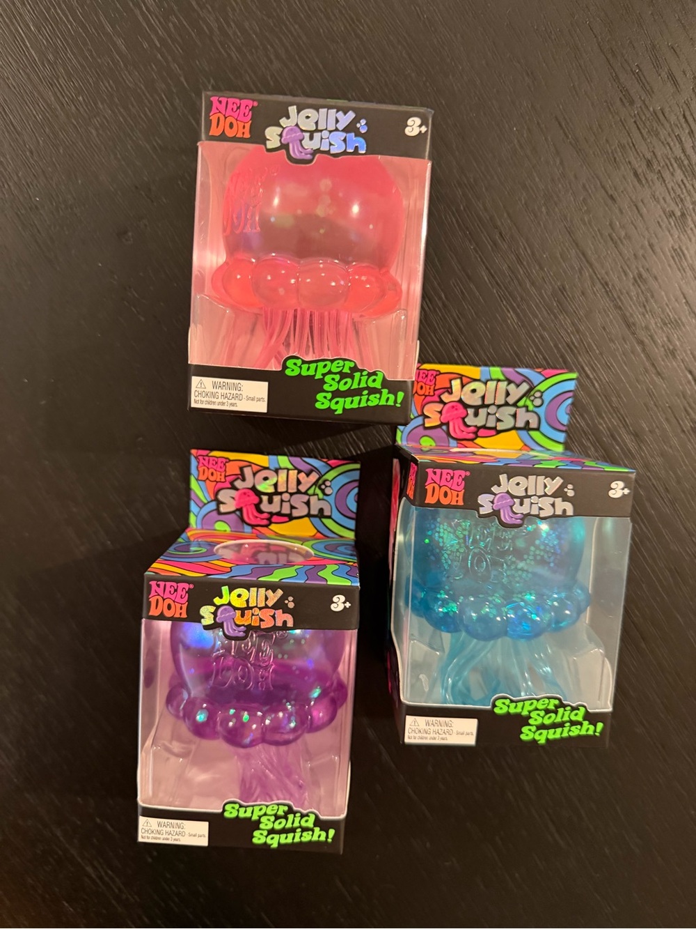 Needoh jelly squish set of pink, Purple, Blue - Super Solid Squish authentic